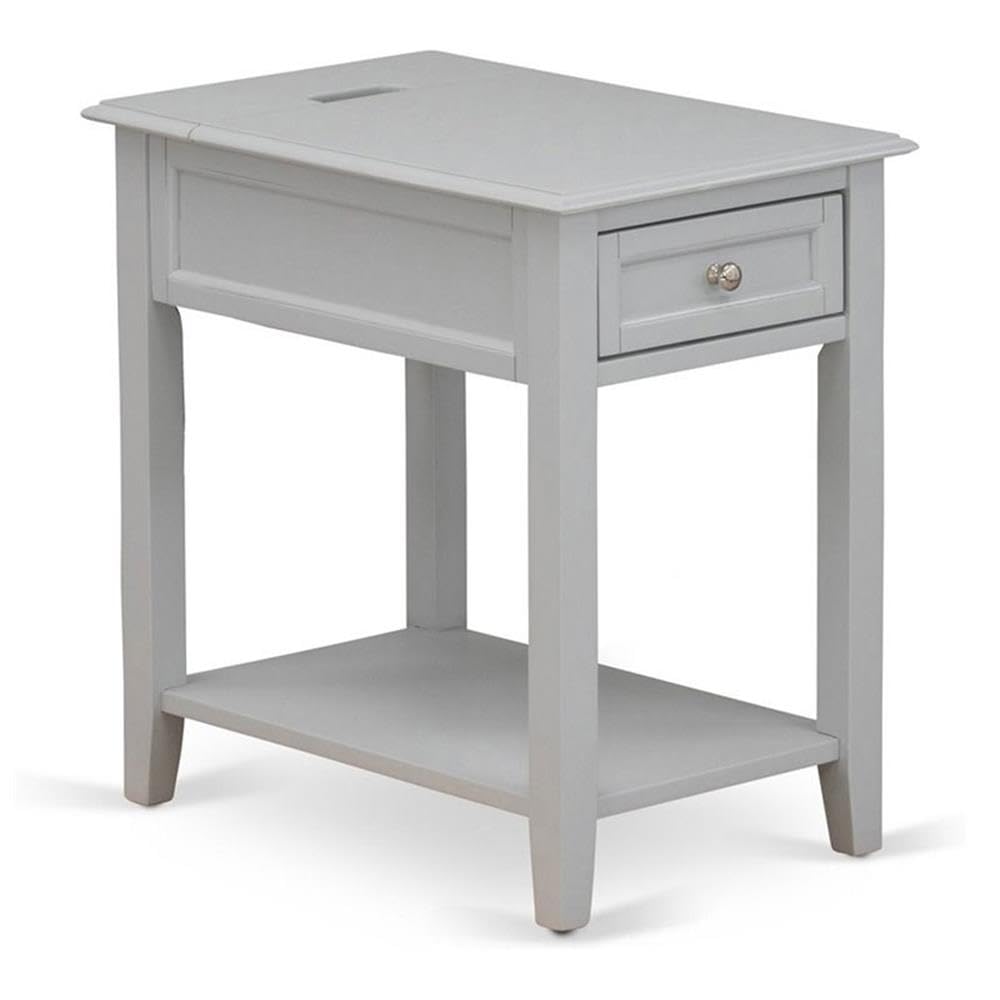 East West Furniture DE-14-ET Denison Modern End Table - Rectangle Nightstand with a Drawer for Bedroom, 24x19 Inch, Urban Gray